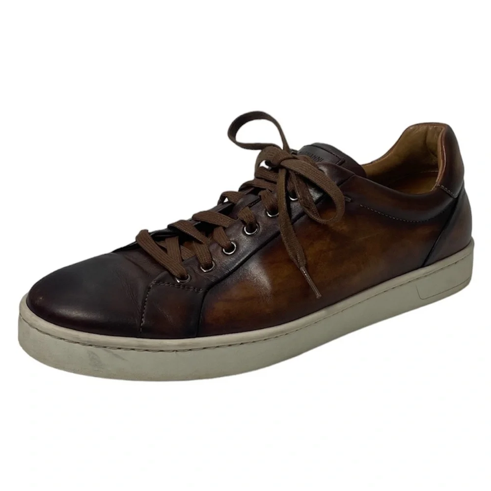 Magnanni Leather Sneakers High Quality Luxury Made In Spain Brown Mens Size 9